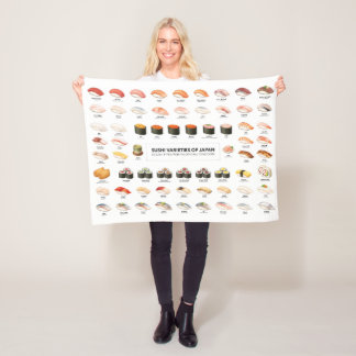 Sushi Guide Blanket – Japanese Food Chart Throw Fleecedecke