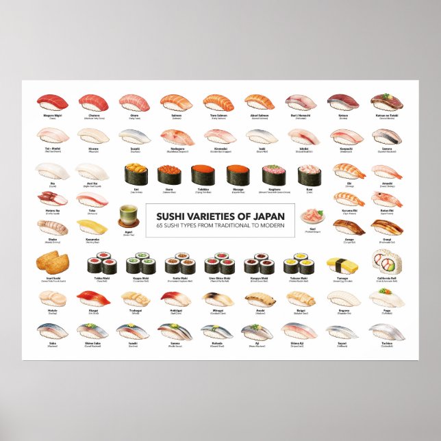 Sushi Guide Poster – Japanese Food Guide (Vorne)