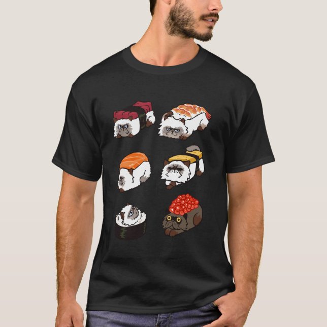 Sushi Himalayan Katze T-Shirt (Vorderseite)