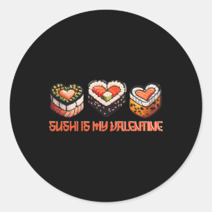 Sushi ist mein Niedliches Retroherz in Valentine Runder Aufkleber