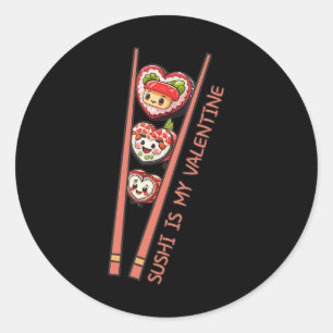 Sushi ist mein Niedliches Retroherz in Valentine Runder Aufkleber