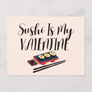 Sushi ist mein Valentine Postkarte