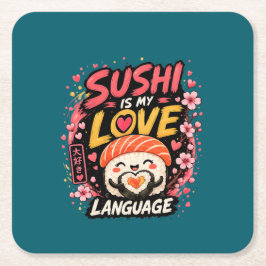 Sushi ist meine Liebessprache –Cute Kawaii Sushi Rechteckiger Pappuntersetzer