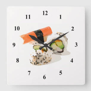 Sushi Japanese food art Quadratische Wanduhr