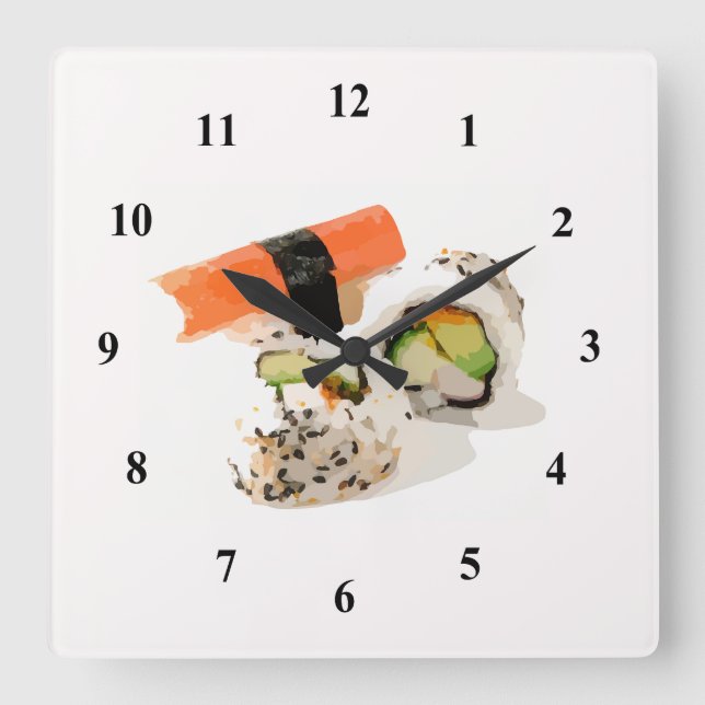 Sushi Japanese food art Quadratische Wanduhr (Vorderseite)