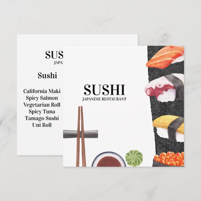 Sushi Japanese Food Menu Menükarte (Vorne/Hinten)