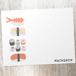 Sushi japanische Küche Art Personalisiert Notizblock<br><div class="desc">Ein Stapel köstlicher Sushi aus Japan. Das macht Ihre Schreibwaren fabelhafter. Originelle Kunst von Nic Squirrell. Ändern Sie den Namen,  um ihn zu personalisieren,  oder entfernen Sie ihn,  wenn Sie es vorziehen.</div>