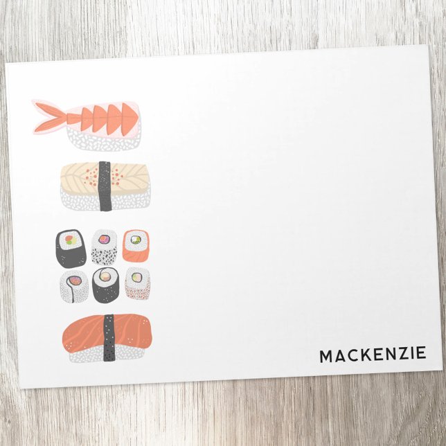 Sushi japanische Küche Art Personalisiert Notizblock (Personalized name Japanese sushi food art notepad)