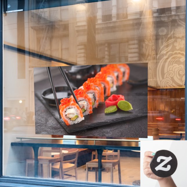 Sushi Japanischer Power Fisch Asien Japan Fensteraufkleber (Café-Fenster)