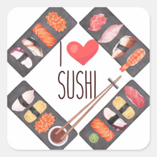 Sushi japanisches Essen Quadratischer Aufkleber