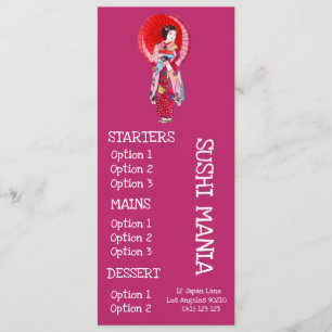 Sushi japanisches Restaurant Sushi Dinner Menü Menükarte