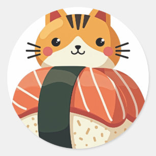 Sushi-Katze Runder Aufkleber