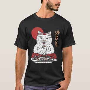 Sushi-Katze-Sonnenuntergang Japanisch T-Shirt