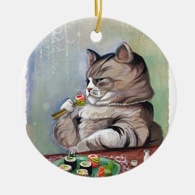 Sushi-Katzen-extravagantes Fest Keramikornament (Vorne)