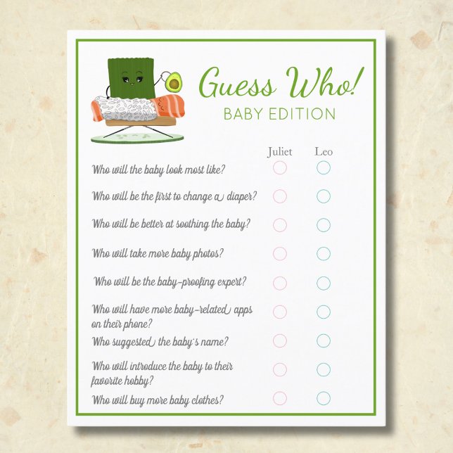 Sushi Kawaii Baby Guess Who Baby Flyer (Von Creator hochgeladen)