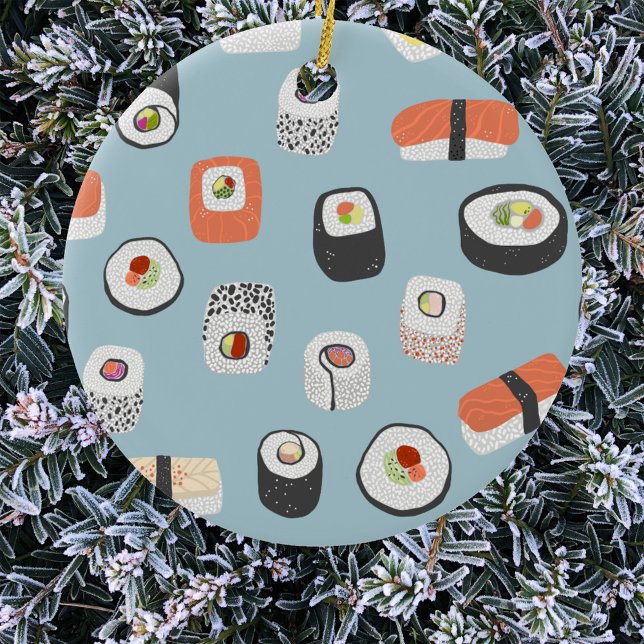 Sushi Keramik Keramik Ornament (Japanese sushi Christmas ornament)