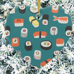 Sushi Keramik Ornament<br><div class="desc">Zeigen Sie Ihre Liebe von Sushi,  Nigiri und Maki Brötchen mit diesem lustigen alternativen Weihnachtsschmuck. Probieren Sie die anderen Formen aus,  um zu sehen,  was Sie bevorzugen,  oder bestellen Sie eine Auswahl für eine zusammenhängende Dekoration! Originelle Kunst von Nic Squirrell.</div>