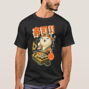 Sushi-Koch Süße Küchenkatze Japanisches Restaurant T-Shirt