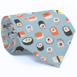 Sushi Krawatte<br><div class="desc">Köstliche japanische Sushi Nigiri Maki rollen japanische Küche Kunst Design auf einem robinblauen Hintergrund. Ideal für Gourmet, Koch oder Feinschmecker.</div>