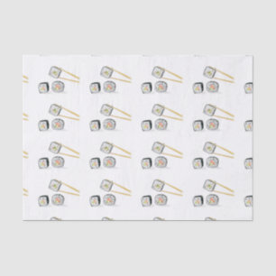 Sushi Lachsrollen mit Chopsticks-Illustration Seidenpapier