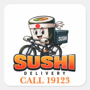 🍣 Sushi-Lieferfahrer-Teamuniform 🚴 Quadratischer Aufkleber