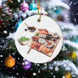 Sushi Lover Food Japanisch Keramik Ornament<br><div class="desc">Dieses Design kann durch Auswahl der Option Design bearbeiten personalisiert werden. Sie können auch auf andere Gegenstände übertragen. Kontaktieren Sie mich unter colorflowcreations@gmail.com oder nutzen Sie die Chat-Option oben auf der Seite, wenn Sie dieses Design auf einem anderen Produkt haben möchten oder Hilfe benötigen. Sehen Sie mehr von meinen Designs...</div>