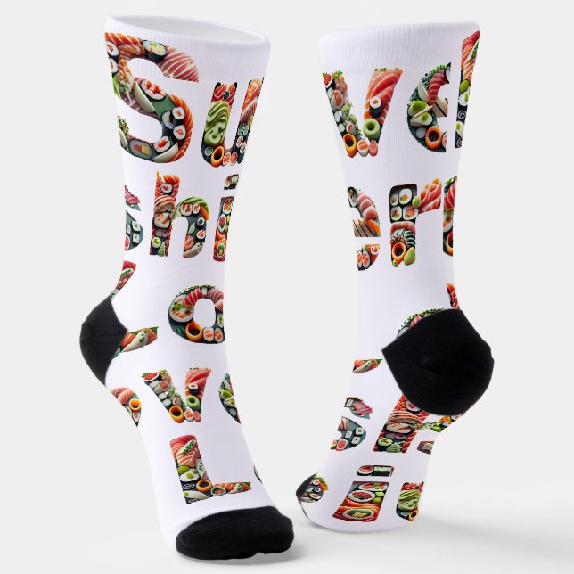 Sushi Lover Text Socken (Gewinkelt)