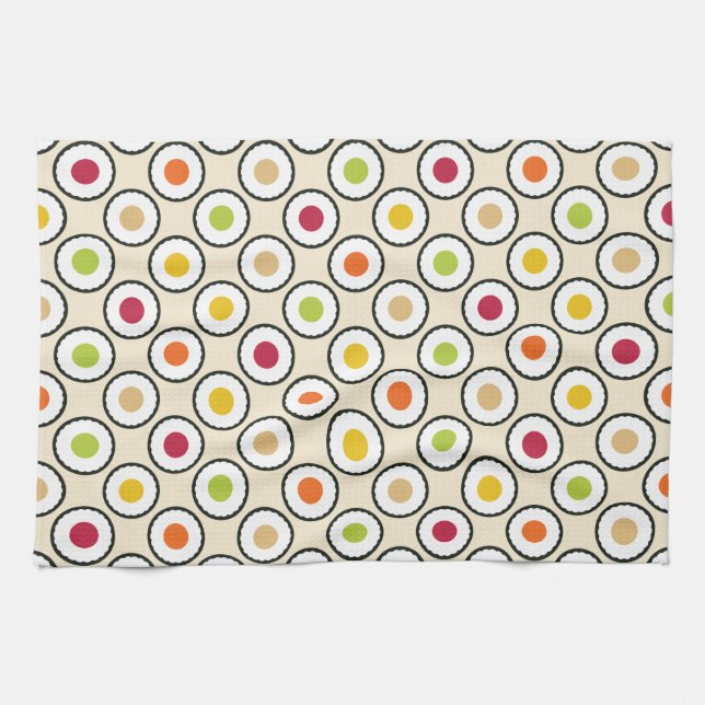 Sushi Maki Polka Dots Geschirrtuch (Horizontal)