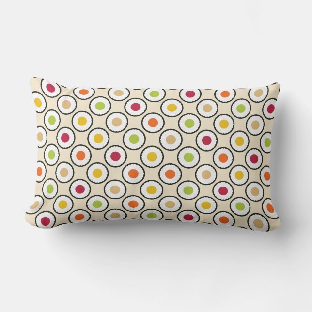 Sushi Maki Polka Dots Lendenkissen (Vorderseite)