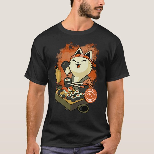 Sushi Master Cat Sweatshirt T-Shirt (Vorderseite)