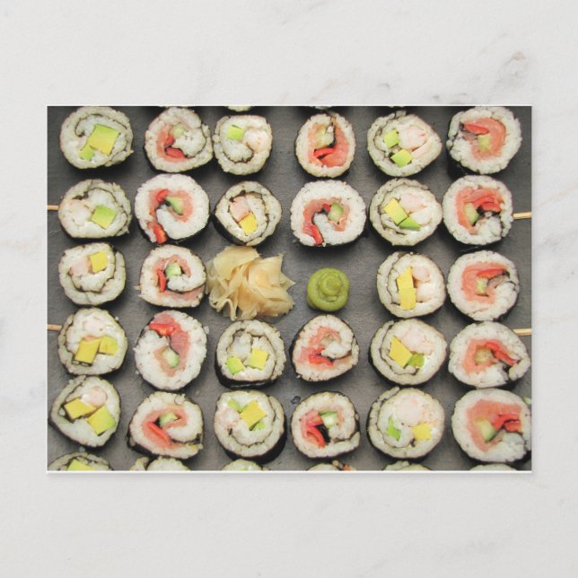 Sushi mit Wasabi und Ginger Postkarte (Vorderseite)