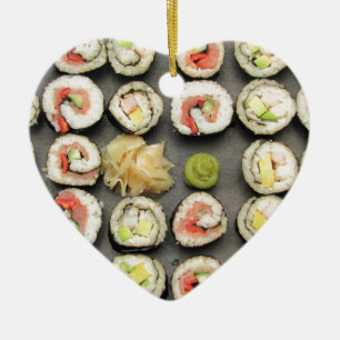 Sushi mit Wasabi und Ingwer Keramikornament