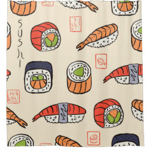 Sushi-nahtloses Muster Duschvorhang