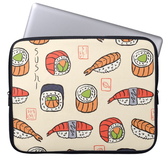 Sushi-nahtloses Muster Laptopschutzhülle (Vorderseite)