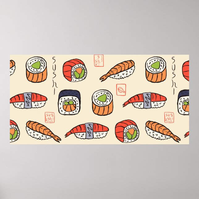 Sushi-nahtloses Muster Poster (Vorne)