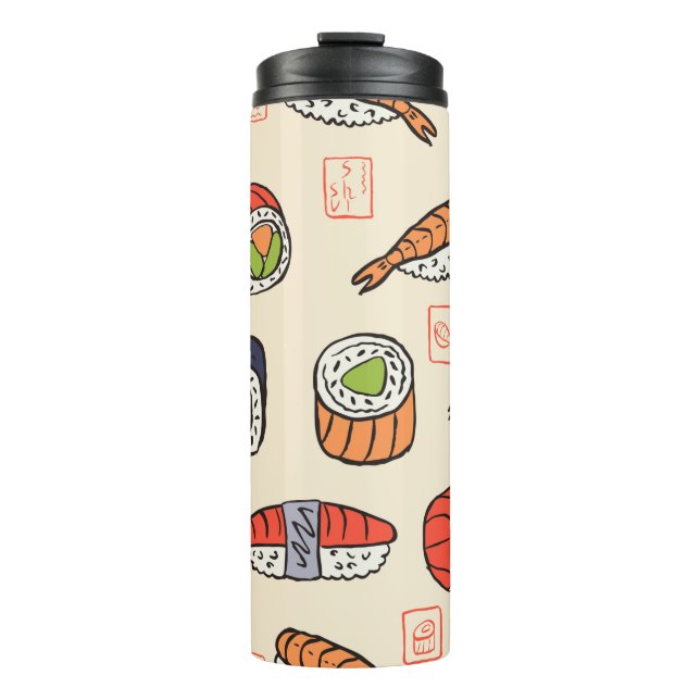 Sushi-nahtloses Muster Thermosbecher (Vorderseite)