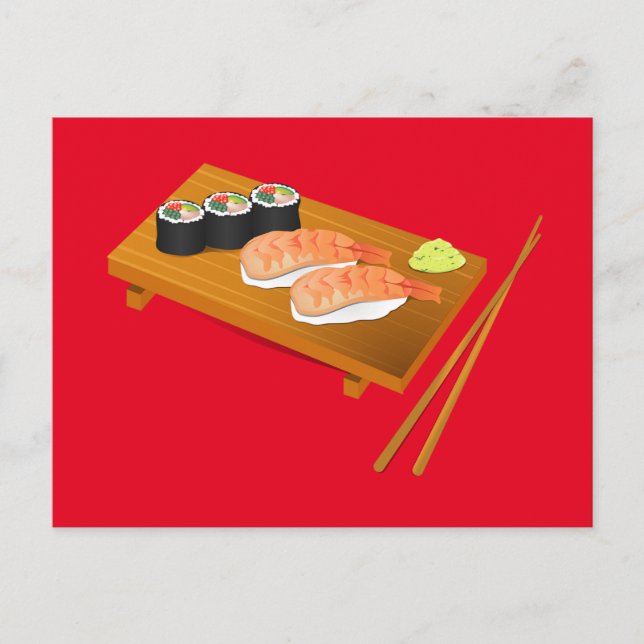 Sushi niedlich japanisches Essen Postkarte (Vorderseite)