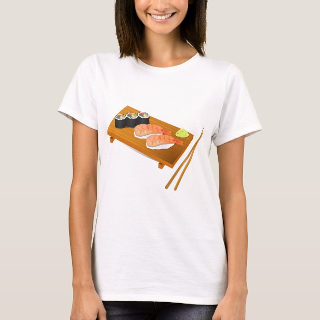 Sushi niedlich japanisches Essen T-Shirt (Vorderseite)