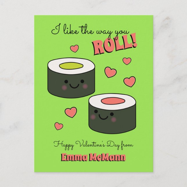 Sushi Niedlich Kids Valentine's Day Friendship Pos Postkarte (Vorderseite)