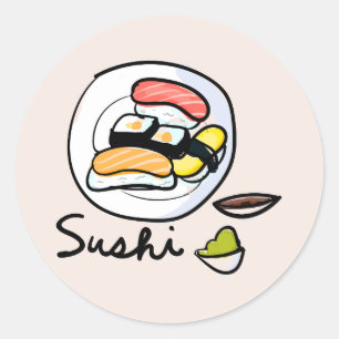 Sushi niedliche japanische Küche Runder Aufkleber