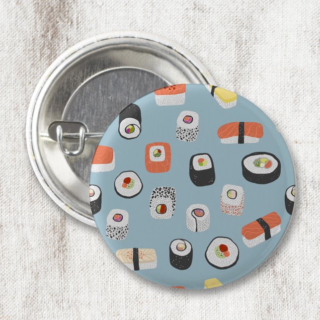 Sushi Nigeria Maki Roll Button (Fun sushi food art button)