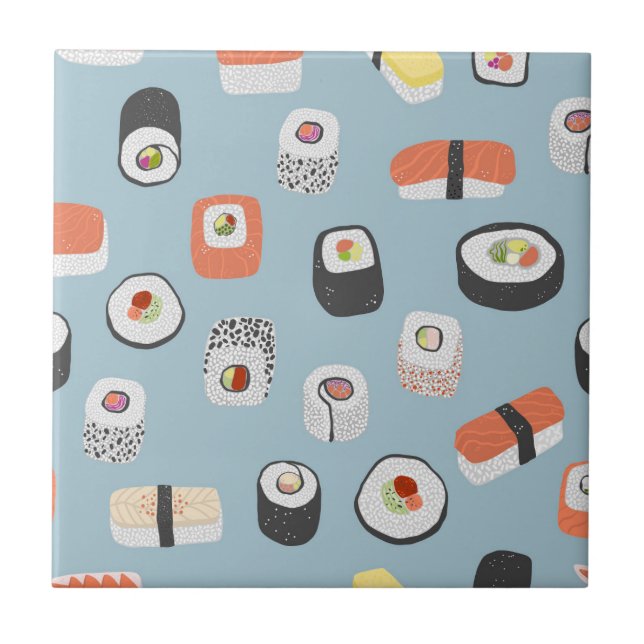 Sushi Nigiri Maki Roll Pattern Keramik Tile Fliese (Vorderseite)
