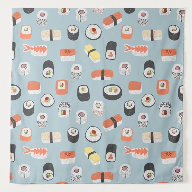 Sushi Nigiri Maki Roll Pattern Wandteppich (Japanese sushi pattern tapestry)