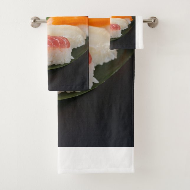  Sushi on a Leaf - Japanese Nigiri Towel Badhandtuch Set (Insitu)