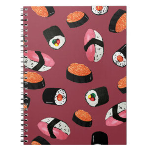 Sushi Onigiri Rolls: Nahtlose Illustration Notizblock