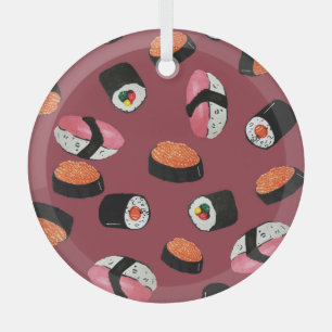 Sushi Onigiri Rolls: Nahtlose Illustration Ornament Aus Glas