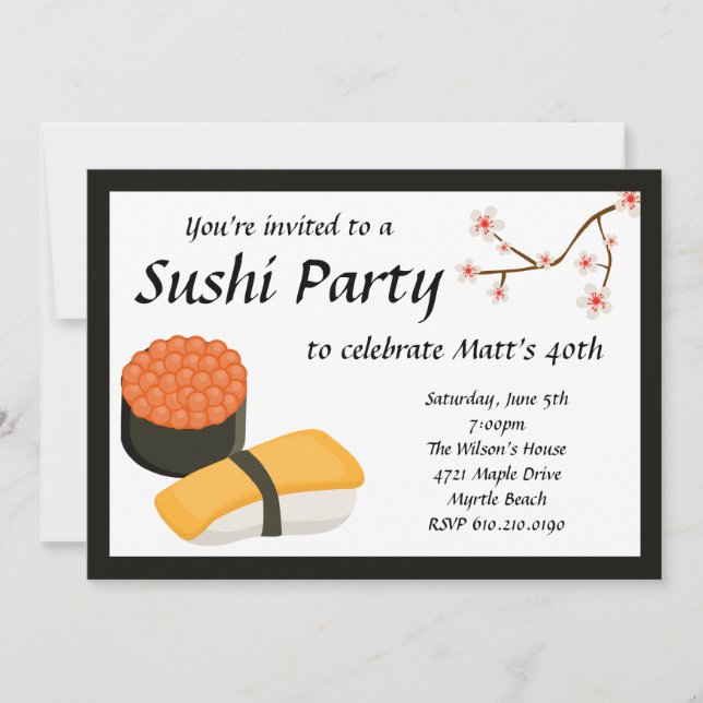 Sushi-Party Einladung (Vorderseite)