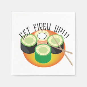Sushi Party Hibachi Cucumber Chopsticks Pattern Serviette