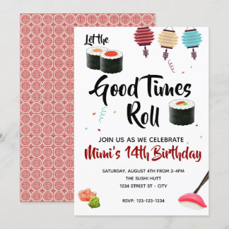 Sushi Party Invite, Geburtstag Einladung