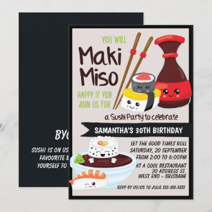 Sushi Party Kawaii Einladung